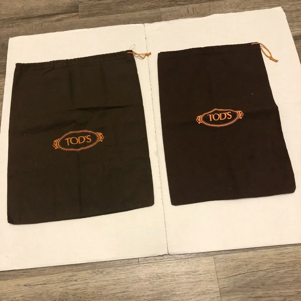 Two Tod's brown and gold drawstring cloth dust bags 13